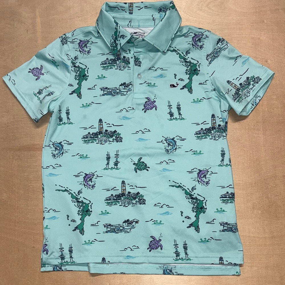 Vineyard Vines Aqua Graphic Polo